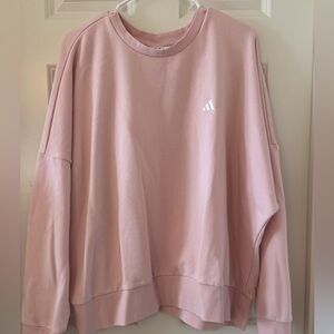 Adidas Essentials Feel Cozy Small Logo Soft Pink Fleece Sweatshirt